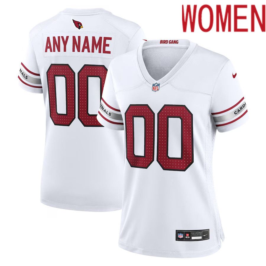 Women Arizona Cardinals Nike White Custom Game NFL Jersey->women nfl jersey->Women Jersey